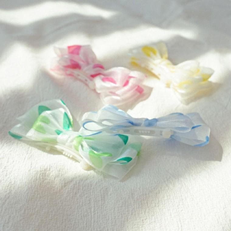 똑딱이 하트 리본 헤어핀 강아지 머리핀 1P 액세서리