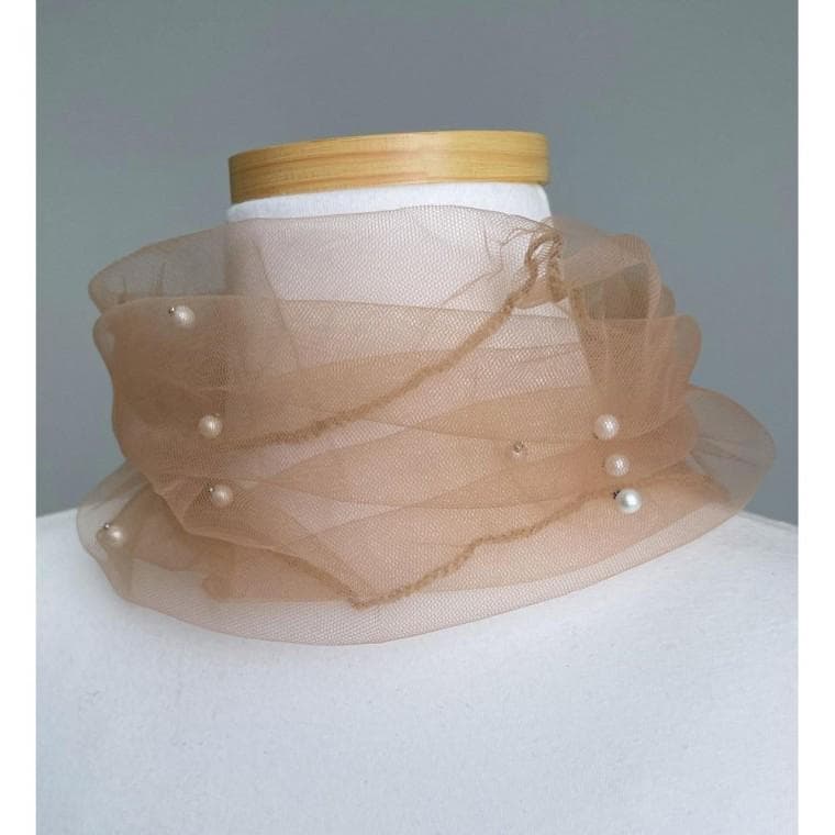 3개 진주 망사 목 가리개 스카프 LM0486 승무원 머플러 스카프링 쁘띠 미니스카프 미니 홀더 스카프 링 숄