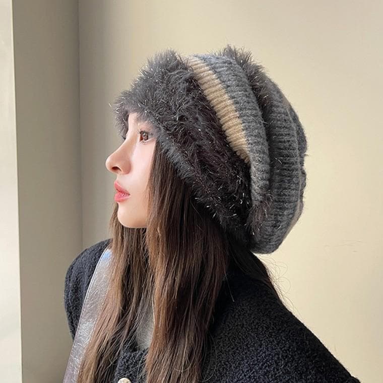 루즈핏 트윙클 비니 레인보우 여자 털모자