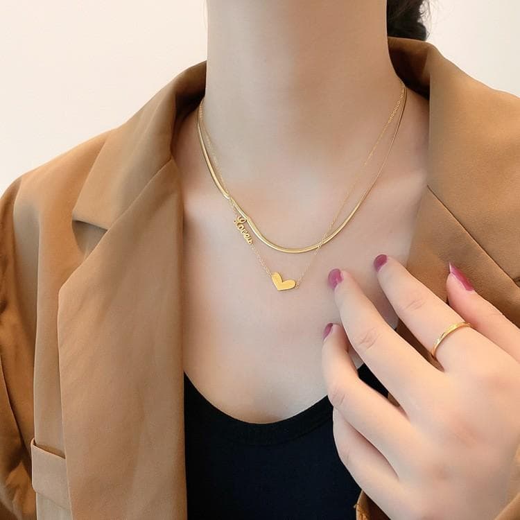 여성하트 투체인 레이어드목걸이