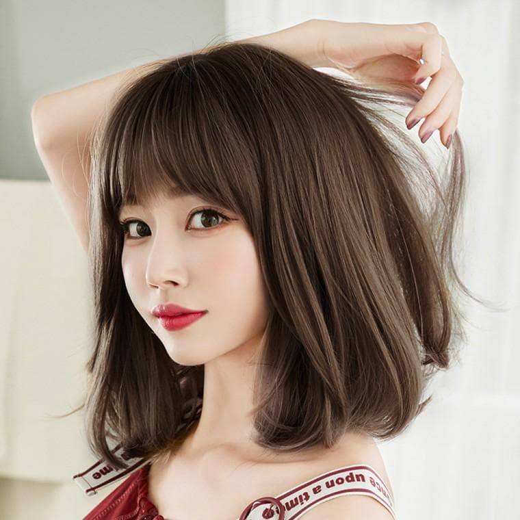 여성가발 C컬 중단발 통가발 여자가발 (매트브라운)