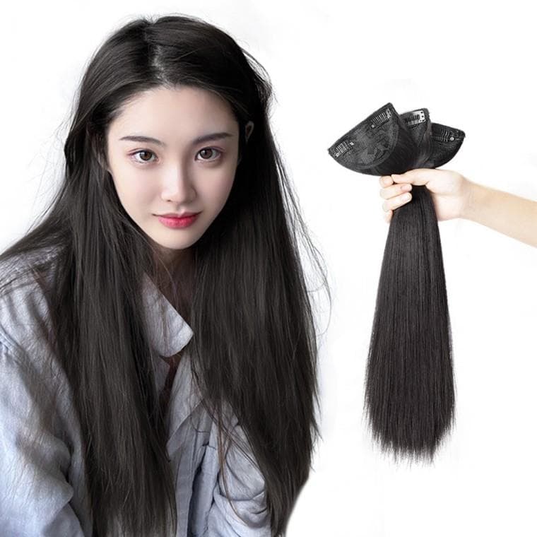 풍성한 여성 부분가발 헤어피스 3p 45cm 블랙