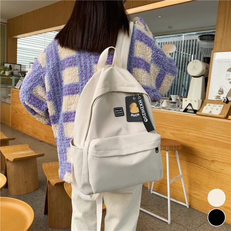백팩 캐주얼 소형 심플한 패치지퍼 남녀공용 캐릭터