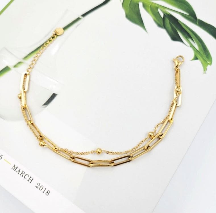 레이어드 두줄팔찌 기념일 여름패션 써지컬스틸 크리스마스선물