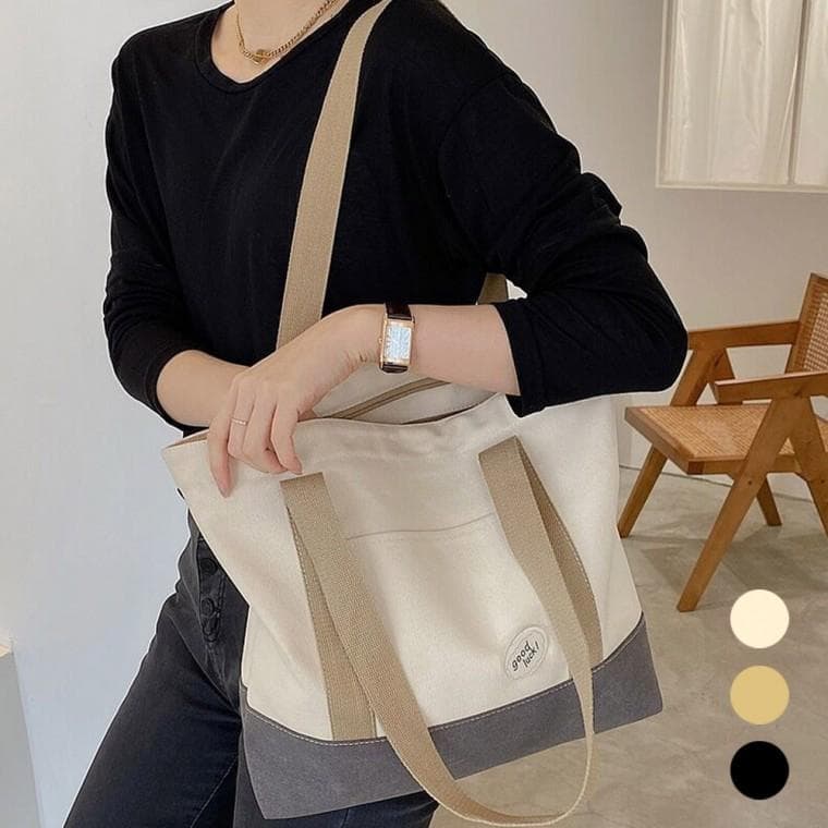 여성 지퍼 잠금 캔버스 숄더백