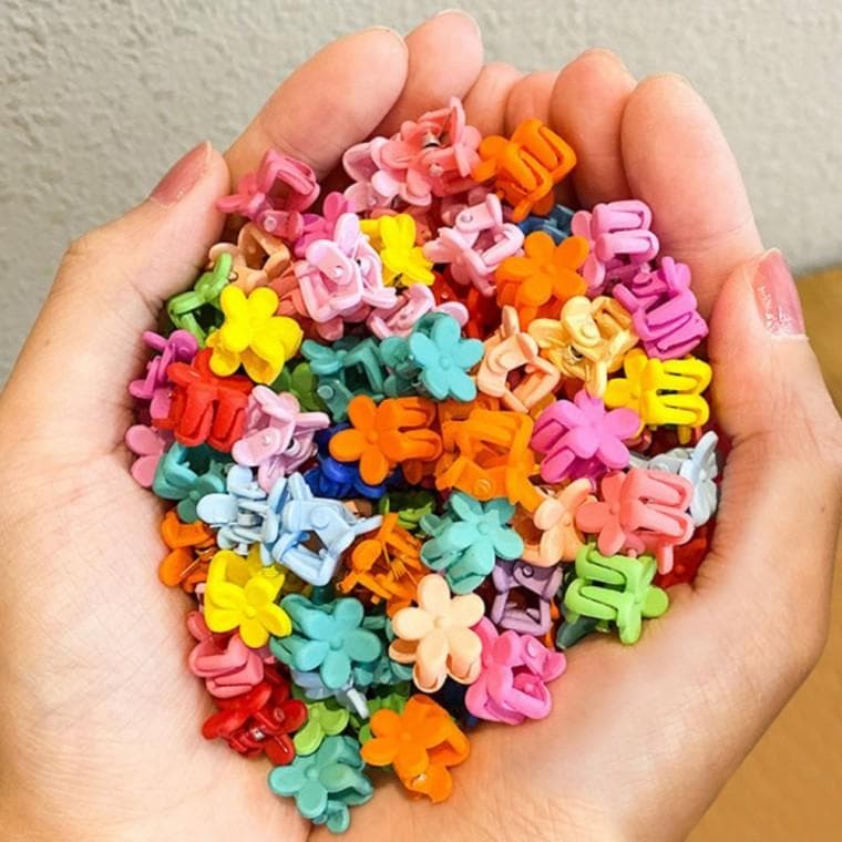 미니 사이즈 다양한 색 모양 헤어 집게핀 50개 세트 데일리