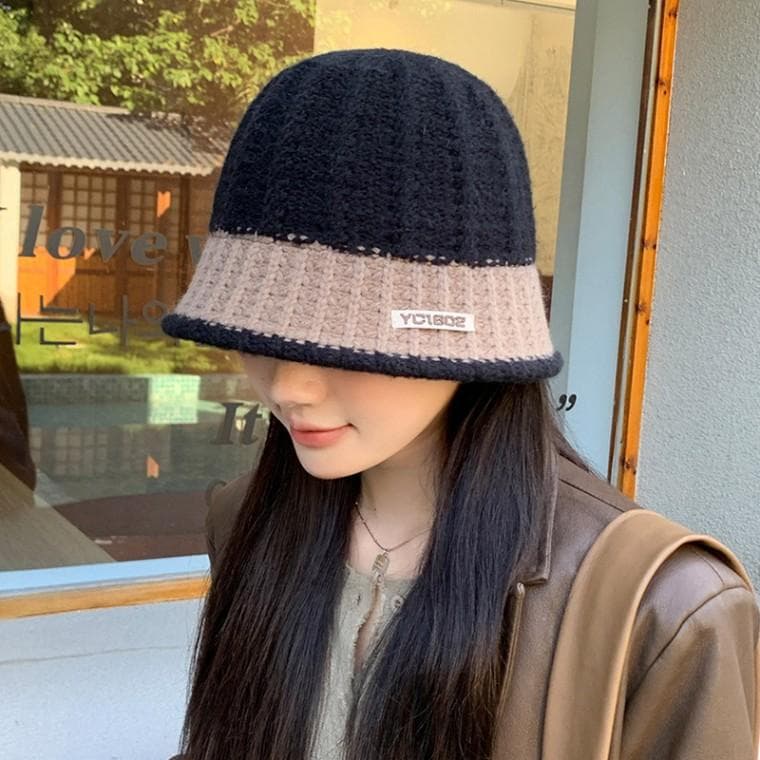 도톰 니트 벙거지 모자 가을 겨울 배색 니트햇