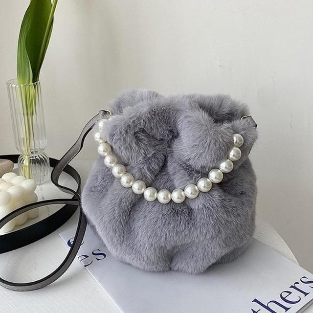 페이크퍼 조리타입 진주 토트크로스백 털가방 핸드백