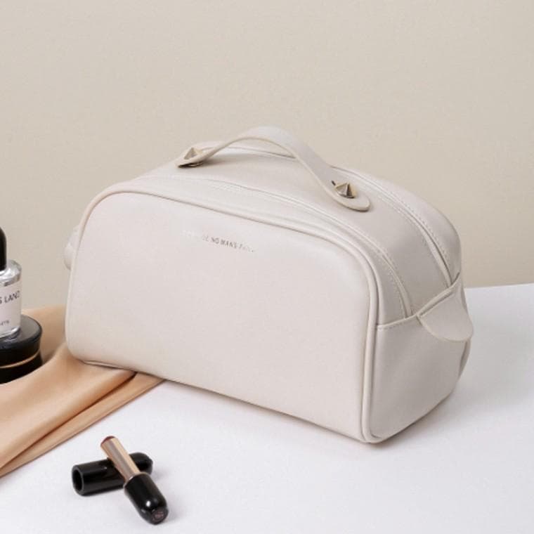 빅오픈 대용량 메이크업 화장품 파우치(아이보리)