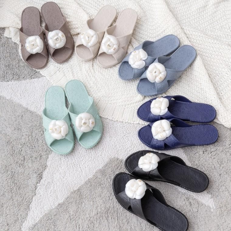 플라워 올뎃홈 EVA 룸슈즈 거실화 실내화 코사지 여성 슬리퍼 여성