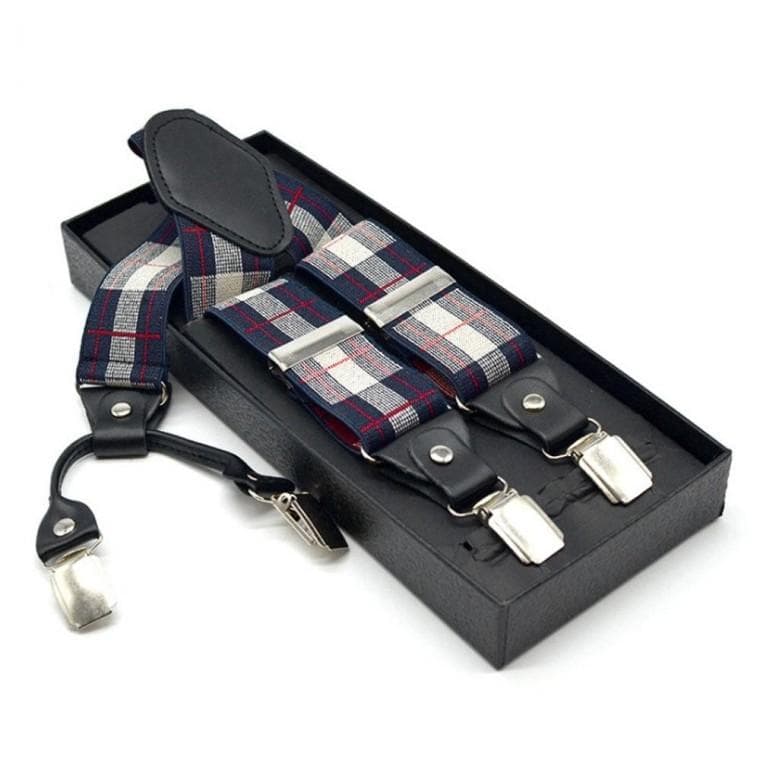 멜빵(체크) 젠틀맨 남자 4클립 정장 서스펜더 캐주얼 고급 신사용 멜빵