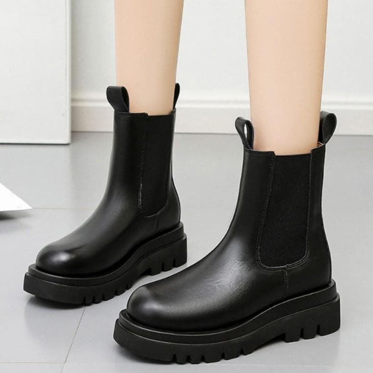 기모 여성 첼시부츠 통굽 앵클 부츠 여성 겨울 신발