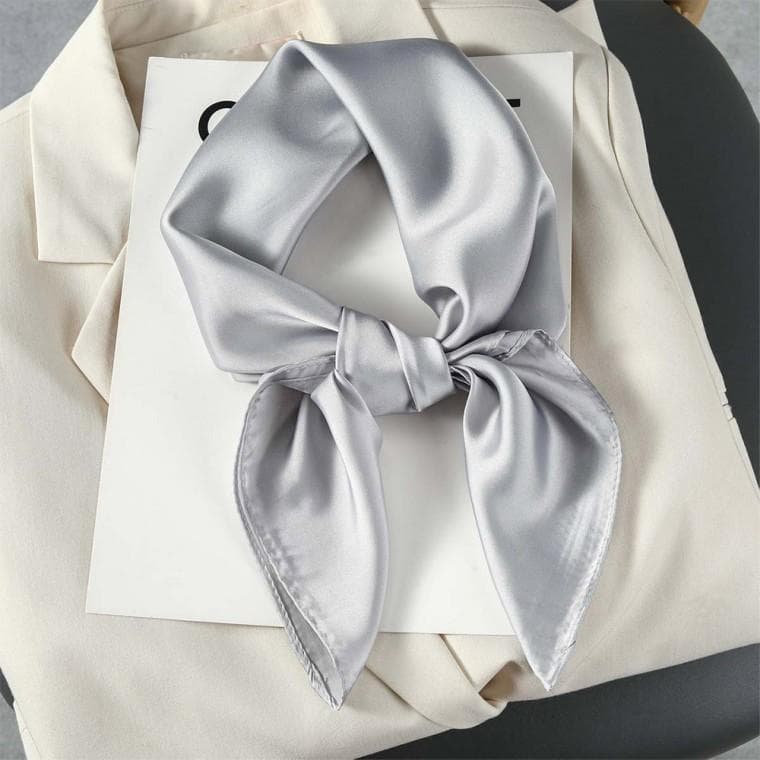 여성 정사각 미니 무지 스카프