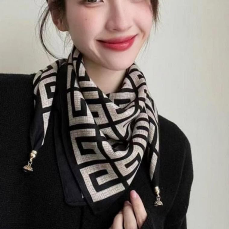 여성 자석 스카프 데일리 봄 패턴 목걸이 쁘띠 머플러