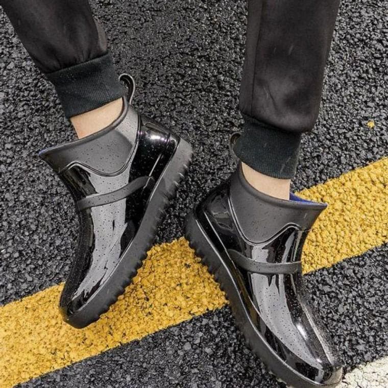 남자 남성 유광 숏 레인 부츠 방수 캐주얼 장마 장화