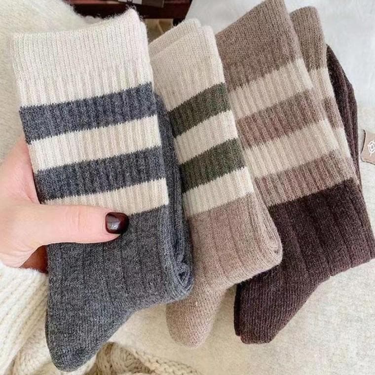 듀엘 배색 중목양말 5개세트