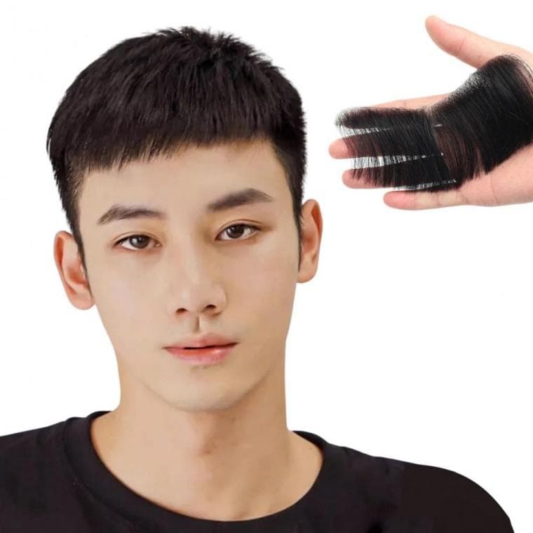 붙이는 인모 헤어라인 부분가발(접착면1.2cm) 16x4cm