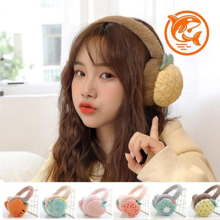 귀여운 과일 디자인 방한 귀마개 따뜻한 겨울 길이조절 헤드폰 소품