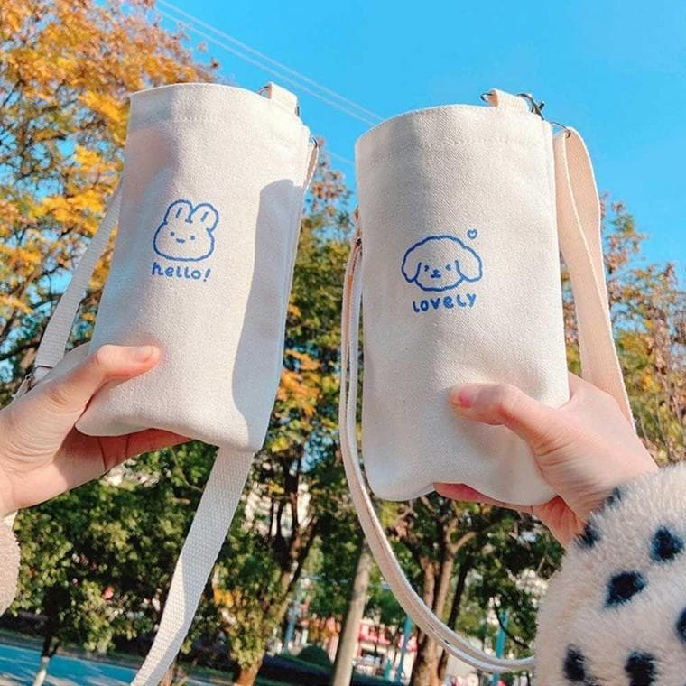 소풍 피크닉 준비물 텀블러백 캔버스 보틀 크로스백 어깨끈 학생 물병 가방 어린 이보틀