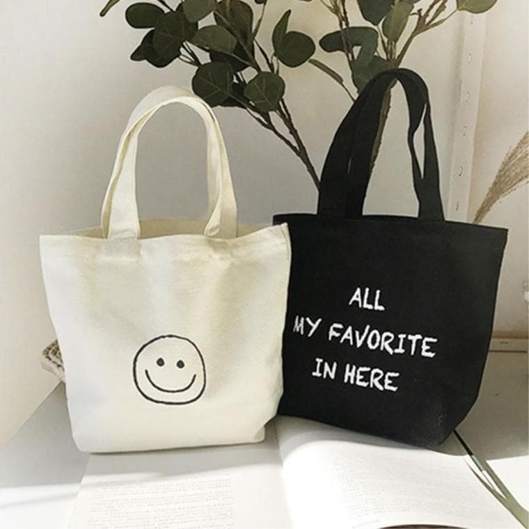 나들이 미니에코백 간식가방 외출용 유치원가방 캔버스숄더백 베이직스타일