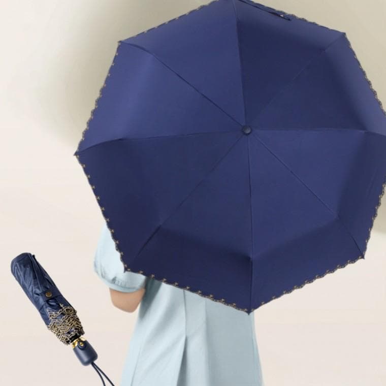 귀여운 네이비 자동 양산 3단 우산 휴대용 암막 양산